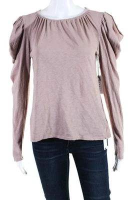 Blusa Top de Terciopelo Para Mujer Tracie Cuello Barco Manga Larga Abullonada Oro Rosa Talla Grande Foto 1 de 4