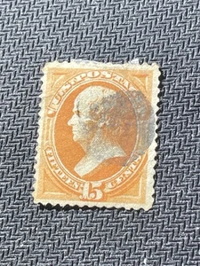 Antike US Briefmarke 1873 15c Webster Scott # 163 gebraucht - Bild 1 von 3