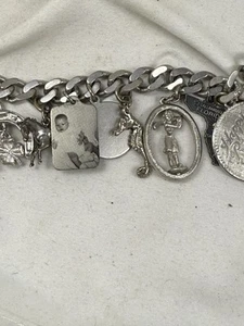 Charm Bracelet  Sterling Silver Charms 5  Signed Monet  Silver Tone 6.5" - Picture 1 of 11