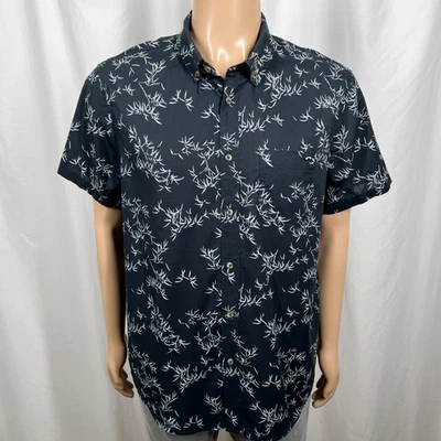 Рубашка на пуговицах мужская Billabong большая черная с принтом тропический лист короткий рукав - Изображение 1 из 4