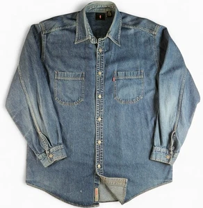 Vintage Levis Red Tab Jean Shirt Size XL Button Up Denim Jeanswear Hong Kong 98 - Picture 1 of 13