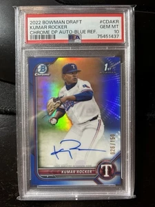 2022 Bowman Draft Kumar Rocker Chrome Auto Blue Refractor 1st #/150 PSA 10 RC Bb - Picture 1 of 1