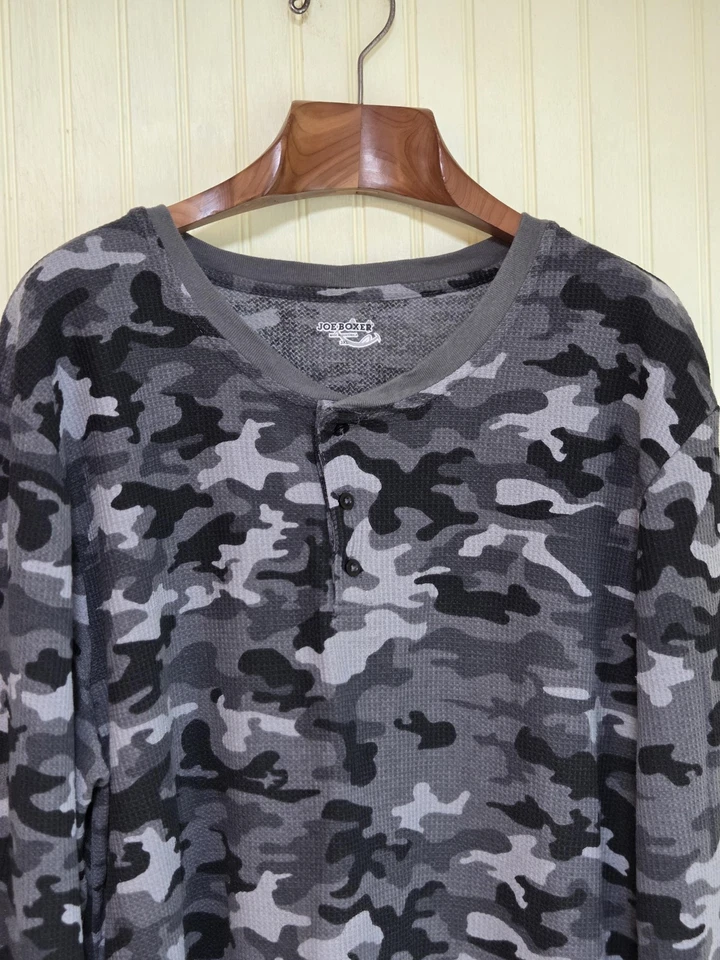 Camisa Boxer Joe Para Hombre 3XL Gris Negra Camuflaje Camuflaje Térmica Manga Larga Henley Foto 1 de 4