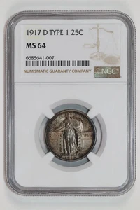 1917-D TYPE 1 STANDING LIBERTY QUARTER NGC MS64 - Picture 1 of 2