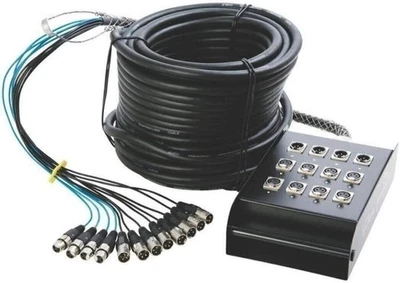 OnStage 8 x 4 XLR Stage Snake, Black, 100 Foot (SNK84100V2) - Image 1 of 2