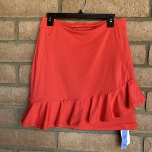 Acegolfs Skorts Womens M Red-Orange UPF 50+ Zippered Pockets Ruffled Tennis Golf - Picture 1 of 15