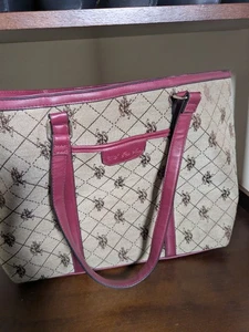 U.S. Polo Assn. Große Beuteltasche weinrot Jacquard 17 Zoll x 11 Zoll - Bild 1 von 9