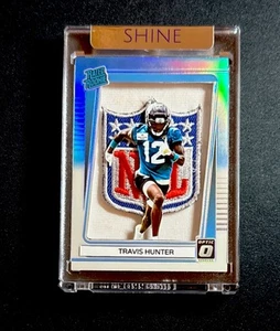 Travis Hunter Optic Blue Prizm NFL Shield Jersey 1/1 Card Art - Created By Shine - Picture 1 of 2