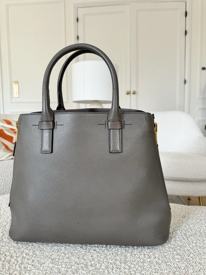 Bolso de mano 100 % auténtico Tom Ford para mujer con asa superior cuero gris PVP 2.100 USADO Foto 1 de 4