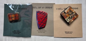 Lot of 3 Buttons A Kid'll Eat Ivy Designs - 3 Different Designs - Picture 1 of 4