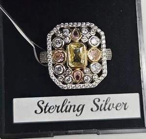 Anello in argento sterling con zirconi rosa, giallo e bianco 3,01 ct misura O - Foto 1 di 4