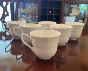 Johnson Brothers Richmond White Flat Coffe/tea Cup With Handle (set Of 6) - Picture 1 of 7