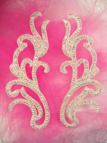 XR24 ~ PAR DE APLIQUES DE CUENTAS DE ESPEJO DE DIAMANTES DE IMITACIÓN 8,5" Foto 1 de 1