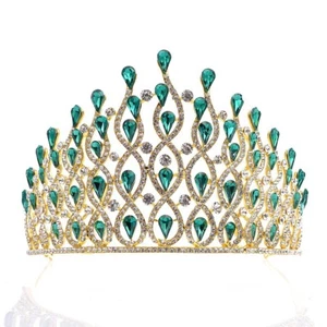 11cm Tall Crystal Tiara Crown Wedding Queen Princess Prom Crown Adult - Picture 1 of 18
