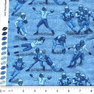 Touchdown Jugadores de Fútbol Azul 100% Algodón Tela ¡Último! 1/2 yarda - Imagen 1 de 1