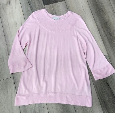 Suéter túnica rosa mezcla pelo de conejo ligero talla XL de lana Lee mangas anchas Foto 1 de 4