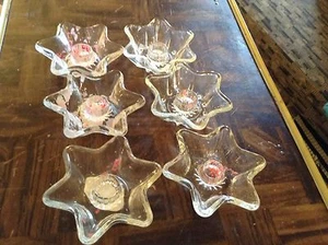 Set of six glass rounded corner star candlestick holders - Picture 1 of 1