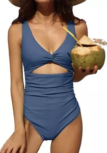 charmo womens One Piece Swimsuit Ruched Tummy Control High Cut Backless - Picture 1 of 6