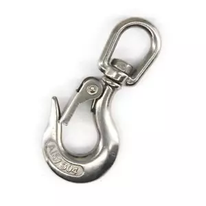 304 Stainless Steel Swivel Eye Lifting Hook American Type Safety Hook Rigging Ac - Picture 1 of 5