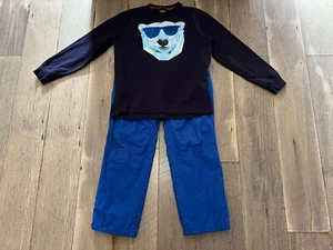 Gymboree King of Cool blue fleece lined pull on pants with polar bear shirt 10 - Picture 1 of 8