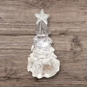 Vintage Silvestri Frosted Christmas Tree Candle Holder Clear Glass Star On Top  - Picture 1 of 5