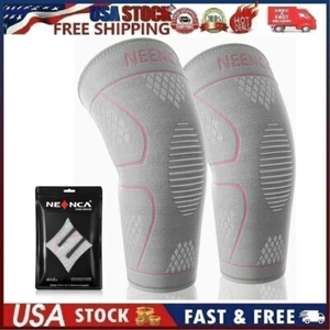 NEENCA Knee Braces 2 Pack Knee Compression Sleeves for Pain & Support L Pink/Gra - Picture 1 of 13
