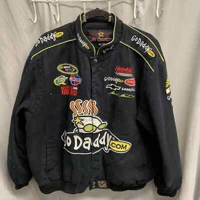 VTG Go Daddy Nascar Jacket Adult 2Xl Black Long Sleeve Men’s Jh Design 90’s Logo - Image 1 of 4