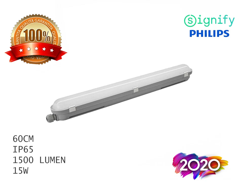 PHILIPS PLAFONIERA LED LINEARE 60cm 15W SLIM STAGNA IP65 ALTA LUMINOSITA' - Immagine 1 di 1
