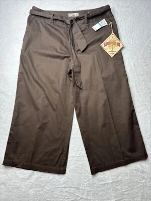 Caribbean Joe Mujer Pierna Ancha Sarga Cinturón Capri Marrón 16 Nuevo Con Etiquetas Foto 1 de 4