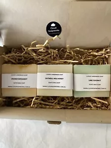 Soap Gift Set Box Handmade Goats Milk Lime Coconut Orange Oatmeal Natural - Picture 1 of 4