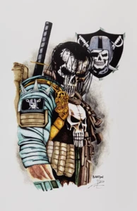 Brian Barton signiert THE PUNISHER - Oakland Raiders - 12x18 LE Lithographie #8/250 - Bild 1 von 2