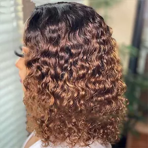 Women'S Deep Curly Lace Front Wigs Blonde Human Hair Wigs Women'S Short Curly Ha - Picture 1 of 12