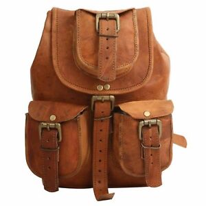 Leather Genuine Backpack Bag Women Shoulder S Purse Brown Travel Rucksack New 