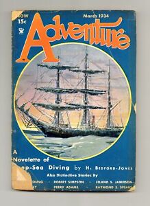 Adventure Pulp/Magazine Mar 1934 Vol. 88 #3 FR qualité basse