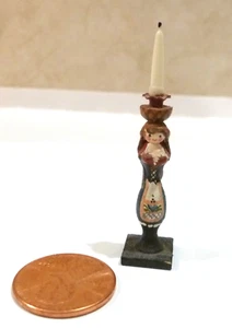 CASA DE MUÑECAS MINIATURA MADERA CANDELABRO PALO SOPORTE PINTADO A MANO DISEÑO NIÑA - Imagen 1 de 3
