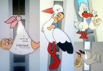 Herzding Klapperstorch, Geburtsschild, Storch - Türschild zur Geburt, Geschenk - Bild 1 von 4