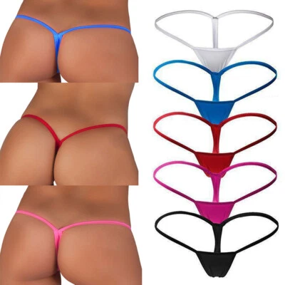 Paquete de 5 mini tangas para mujer micro tanga bragas lisas espalda en T ropa interior panty Foto 1 de 4