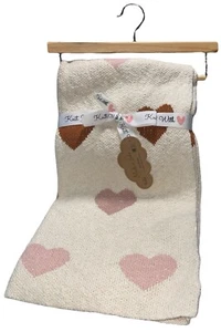 NEW “Made In India” 100% Cotton Knit HEARTS Unisex-NEUTRAL Tones-Baby Blanket - Picture 1 of 10