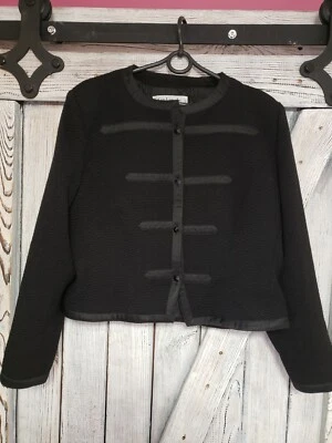 Guy Laroche 1980s black Coat Vintage Wool Jacket 80s size F 46 us 16 - Image 1 of 4