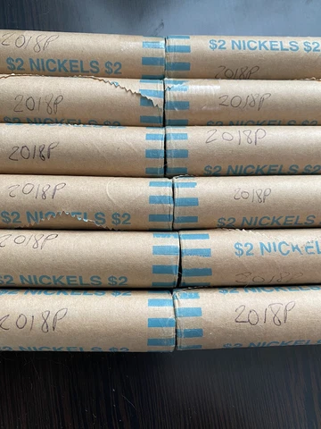 ORIGINAL BANK ROLL OF BU 2018-P JEFFERSON NICKELS!!! Cover