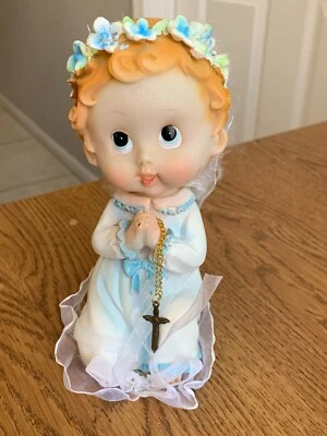 Figura Topper Pastel Niña Cabello Rubio Ojos Azules Resina Primera Comunión De Colección 6" Foto 1 de 4