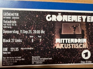 HERBERT GRÖNEMEYER KONZERT TICKET BERLIN 11.09.2025 TRAUM-SITZPLATZ BESTE SICHT - Bild 1 von 1