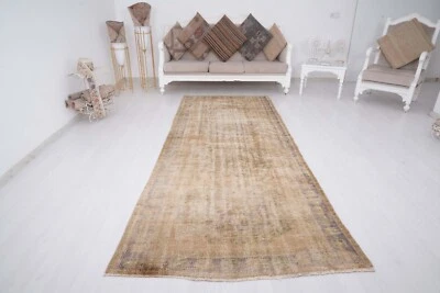 Alfombra de corredor hecha a mano 4x10 Runner, turca vintage Oushak Runner silenciada, 999 Foto 1 de 4