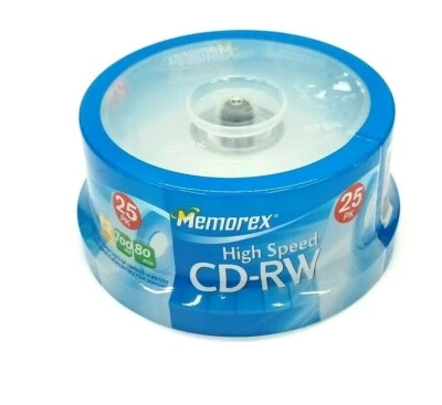 Memorex High Speed CD-RW 25 Pack 700MB 80 Mins 12X Compact Disc Spindle, New - Image 1 of 3