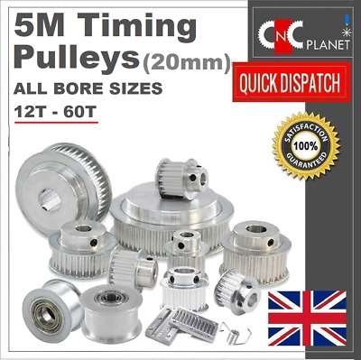 5M HTD Timing Pulley 5mm Pitch 20mm Belt Width Smooth Idler Drive Spring Clamp • 66.99£