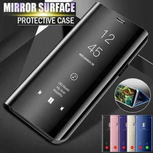 For Samsung S25 Ultra S24 S23 S22 A35 Clear Mirror View Leather Flip Case Cover - Picture 1 of 19