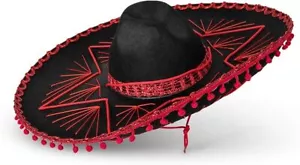Dress Up America Unisex Red Sombrero Hat for Adults - Sombrero Mexican Hats - Picture 1 of 18