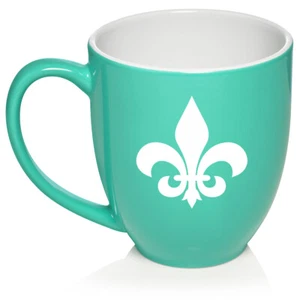 16 oz Bistro Ceramic Coffee Mug Cup Fleur-De-Lis - Picture 1 of 12