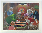 Arthur Kaplan cats gambling A Real Cat-astrophe print by Arthur Sarnoff