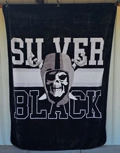 SKULL FOOTBALL HELMET PIRATE SWORD SILVER BLACK QUEEN SIZE BLANKET BEDSPREAD - Picture 1 of 2